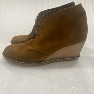 J. Crew MacAlister Brown Suede Wedge Lace Up Ankle Boots size 10 Made In Italy